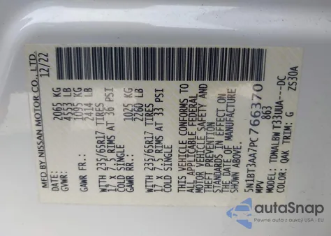 2023 Nissan Rogue S Fwd z USA, uszkodzony, nr VIN 5N1BT3AA7PC766370